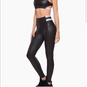 KORAL Set High Rise Coated Obscure Leggings - Black